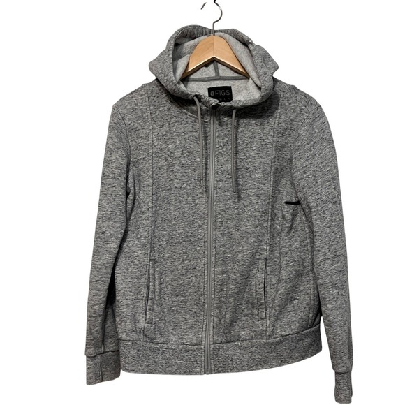 Figs Jackets & Blazers - FIGS Grey Heathered Full Zip Hoodie Sweatshirt Scrubs Activewear‎ XS